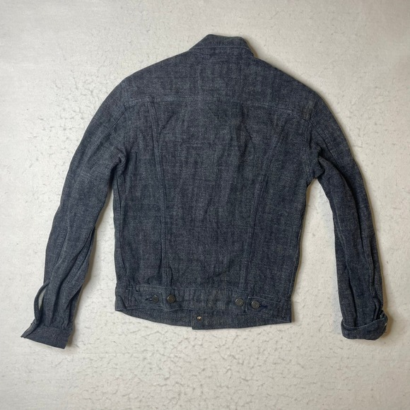 Levi Strauss Brushed Co Mens Size S Denim Jean Jacket Dark Wash Trucker Style - Picture 3 of 8